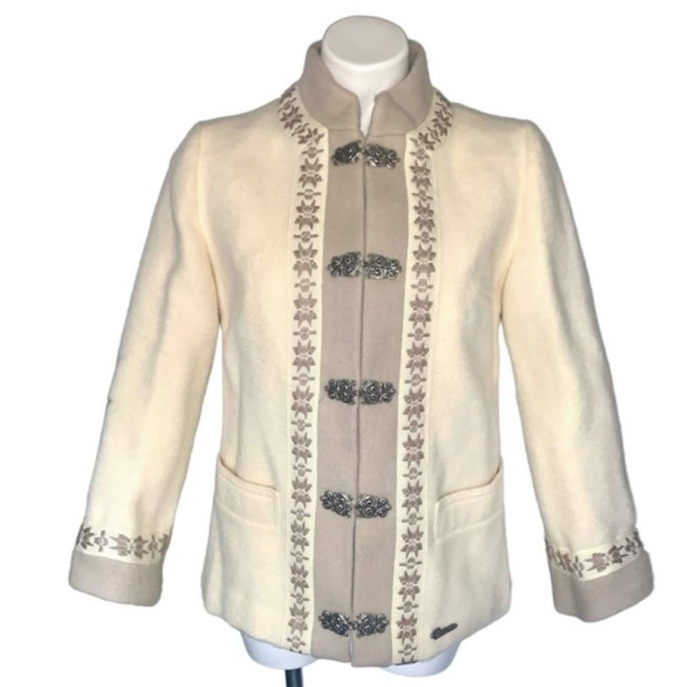 Nordic Norwegian Pure New Wool Embroidered Knit Cardigan Jacket